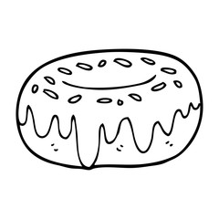 line drawing cartoon donut with sprinkles