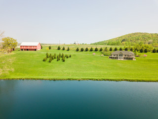 Aerial of Farmland and Farm Homes in Aspers, Pennsylvania