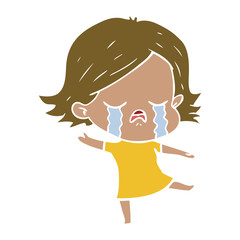 flat color style cartoon girl crying