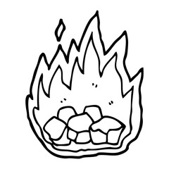 line drawing cartoon spooky burning halloween coals