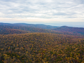 Aerial of Michaux State Forest in Pennsylvania During Fall in the Mountains