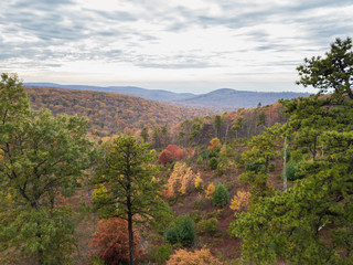 Aerial of Michaux State Forest in Pennsylvania During Fall in the Mountains