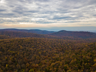 Aerial of Michaux State Forest in Pennsylvania During Fall in the Mountains