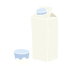 flat color illustration of a cartoon milk carton