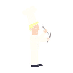 cartoon doodle chef with knife and fork