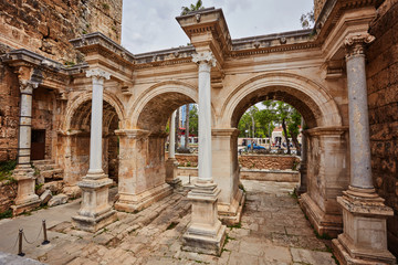 Fototapeta premium View of Hadrian's Gate in old city of Antalya