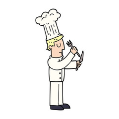 cartoon doodle chef with knife and fork