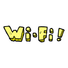 cartoon doodle wording wi-fi