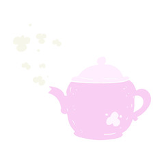 flat color illustration of a cartoon teapot