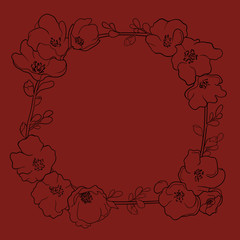 Flowers wreath Red background