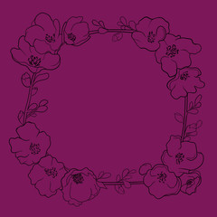 Flowers wreath Violet background