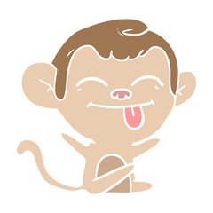 funny flat color style cartoon monkey
