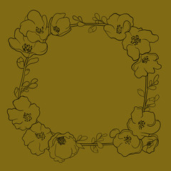 Flowers wreath Yellow background