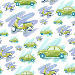 Moto & Auto pattern Green colour