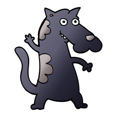 cartoon doodle dog waving