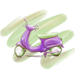 Violet & Green Motorcycle