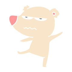 annoyed bear flat color style cartoon pointing