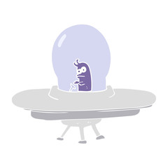 flat color illustration of a cartoon flying saucer
