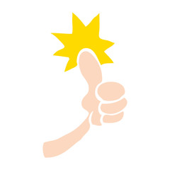 flat color style cartoon thumbs up sign