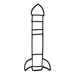 line drawing cartoon tall rocket
