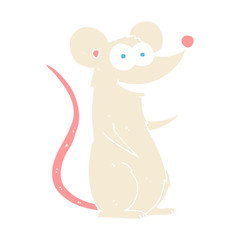 flat color illustration of a cartoon happy mouse