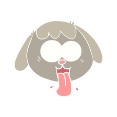 flat color style cartoon dog face panting