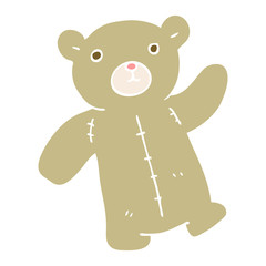 flat color illustration of a cartoon teddy bear
