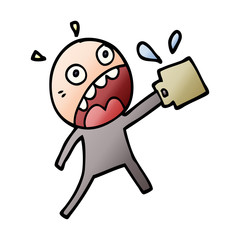 cartoon doodle man who has drunk too much coffee