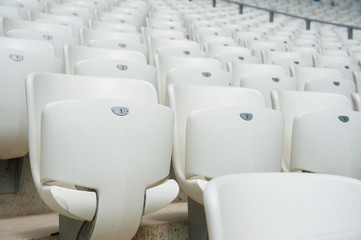 Fototapeta premium Empty white seats in stadium