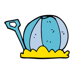 cartoon doodle beach ball and spade