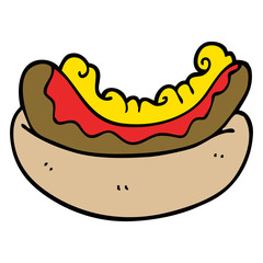 cartoon doodle of a hotdog