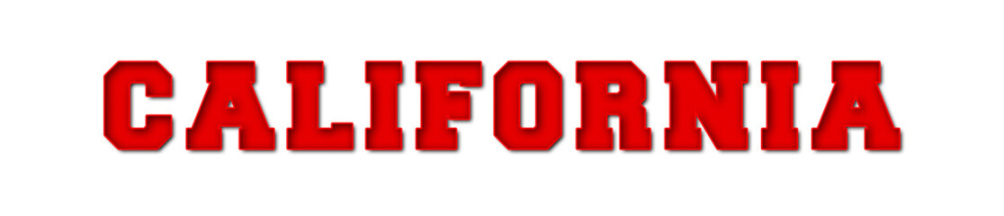 California - red text written on white background