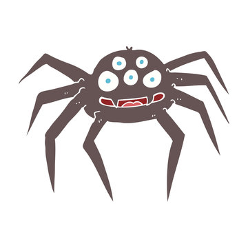 flat color illustration of a cartoon spider