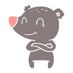 friendly bear flat color style cartoon