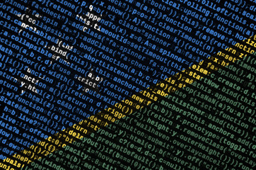 Solomon Islands flag  is depicted on the screen with the program code. The concept of modern...