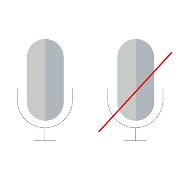 Microphone icon, icon microphone icon, styled fashionable flat style, isolated on white background. Picture of microphone icon, icon of microphone icon. Microphone Turn on and Turn off.