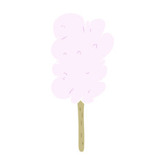 flat color style cartoon candy floss on stick