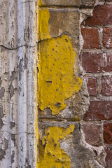 peeled stucco brick wall background. Copy space