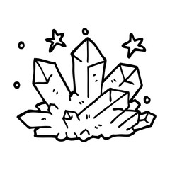 line drawing cartoon magical crystal