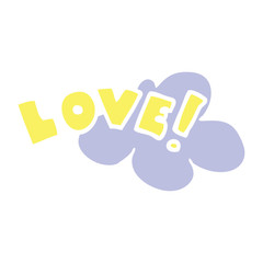 flat color style cartoon word love