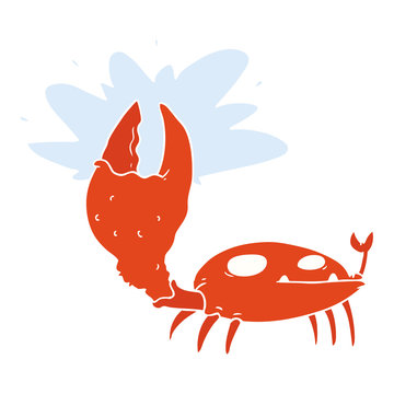 flat color style cartoon crab with big claw