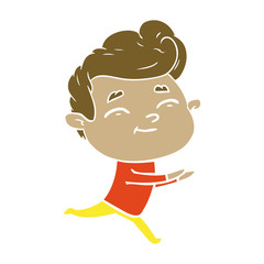 running flat color style cartoon man