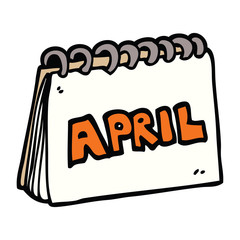 cartoon doodle calendar showing month of april