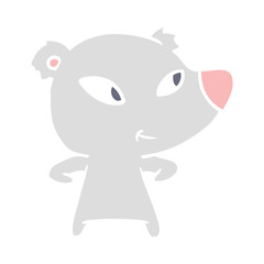 cute flat color style cartoon bear