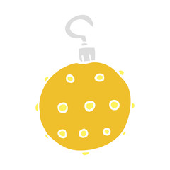 cartoon doodle golden xmas bauble
