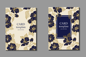 Set of flyers, brochures, templates design. Cards with floral patterns