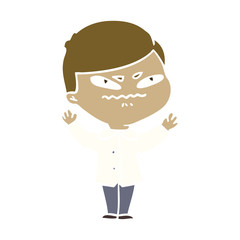 flat color style cartoon angry man