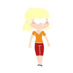 flat color style cartoon whistling girl