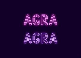 Neon name of Agra city in India