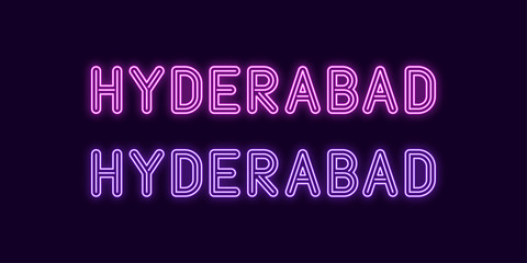 Neon name of Hyderabad city in India